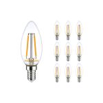 Multipack 10x Noxion Lucent LED E14 Candle Filament Clear 2.5W 250lm - 827 Extra Warm White | Replaces 25W