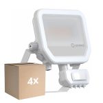 Multipack 4x Ledvance LED Floodlight Aluminium White 17W 2400lm 100D - 840 Cool White | IP65 - Motion And Light Sensor - Symmetrical