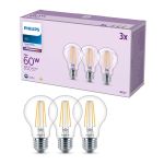 Multipack 3x Philips Bulb LED E27 Pear Filament Clear 7W 850lm - 840 Cool White