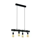 Eglo Pendant Townshend Steel Wood Black | IP20 - Suitable for 4x E27 